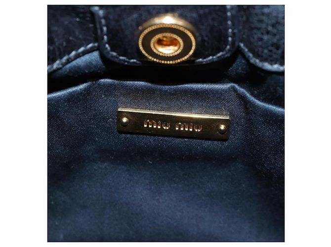 Miu Miu Handtasche Vitellolux 2way Black Gold Auth 202488M Schwarz Golden - Ansicht 21