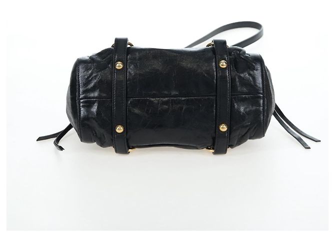 Miu Miu Handtasche Vitellolux 2way Black Gold Auth 202488M Schwarz Golden - Ansicht 5