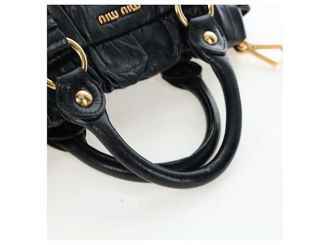 Miu Miu Handtasche Vitellolux 2way Black Gold Auth 202488M Schwarz Golden - Ansicht 7