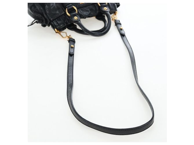 Miu Miu Handtasche Vitellolux 2way Black Gold Auth 202488M Schwarz Golden - Ansicht 8