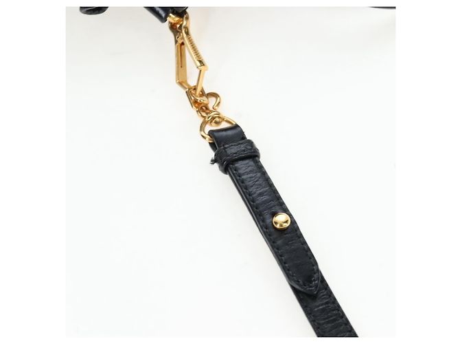 Miu Miu Handtasche Vitellolux 2way Black Gold Auth 202488M Schwarz Golden - Ansicht 9