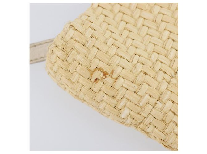 Borsa Tote Miu Miu Raffia Beige Gold Auth 205999A D'oro - vista 10