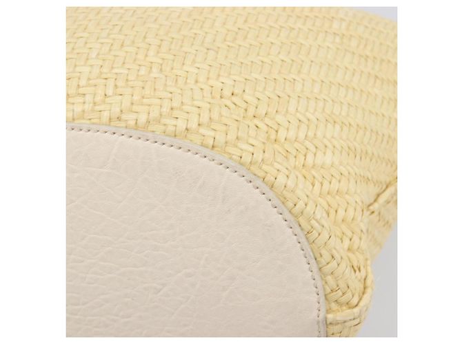 Borsa Tote Miu Miu Raffia Beige Gold Auth 205999A D'oro - vista 14