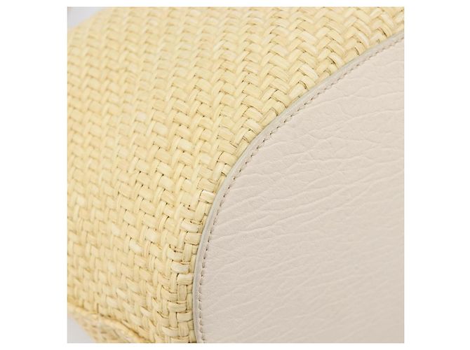 Borsa Tote Miu Miu Raffia Beige Gold Auth 205999A D'oro - vista 15