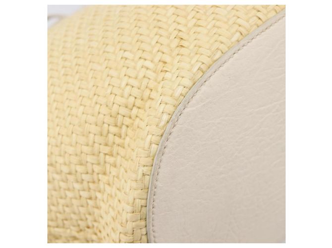Borsa Tote Miu Miu Raffia Beige Gold Auth 205999A D'oro - vista 17