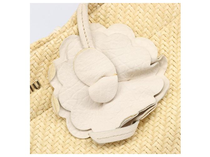 Borsa Tote Miu Miu Raffia Beige Gold Auth 205999A D'oro - vista 18
