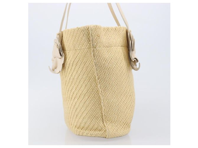 Borsa Tote Miu Miu Raffia Beige Gold Auth 205999A D'oro - vista 3