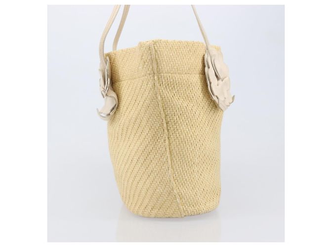 Borsa Tote Miu Miu Raffia Beige Gold Auth 205999A D'oro - vista 4