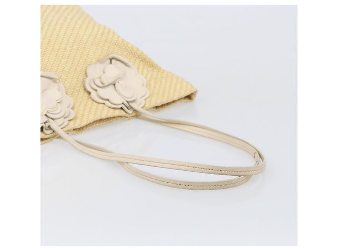 Borsa Tote Miu Miu Raffia Beige Gold Auth 205999A D'oro - vista 7