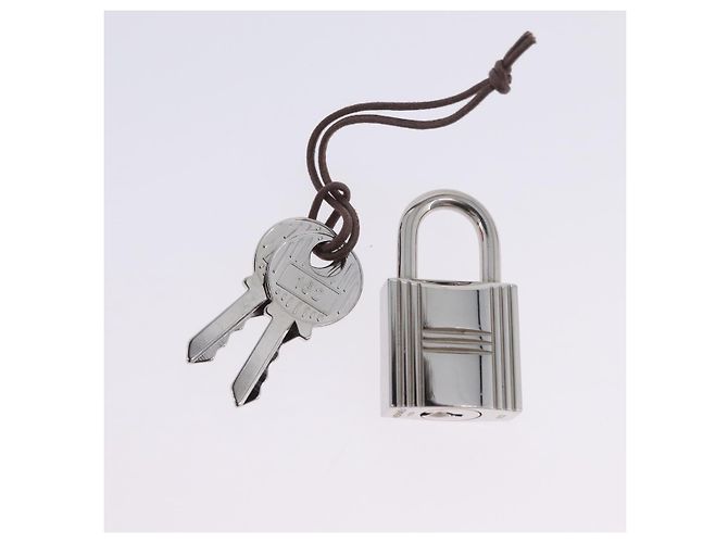 Hermès Sac à main HERMES Pico Tan Lock MM en cuir Rose Argent Auth 203257SAM Argenté - vue 11