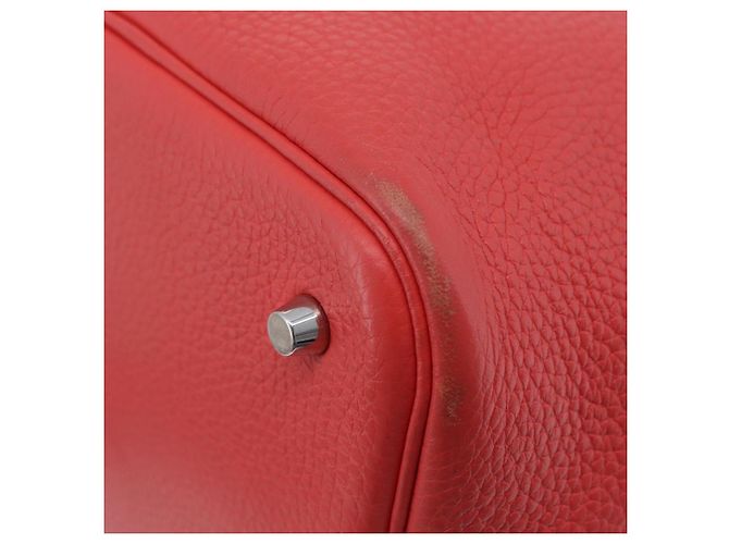 Hermès Sac à main HERMES Pico Tan Lock MM en cuir Rose Argent Auth 203257SAM Argenté - vue 16