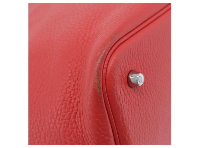Hermès Sac à main HERMES Pico Tan Lock MM en cuir Rose Argent Auth 203257SAM Argenté - vue 17