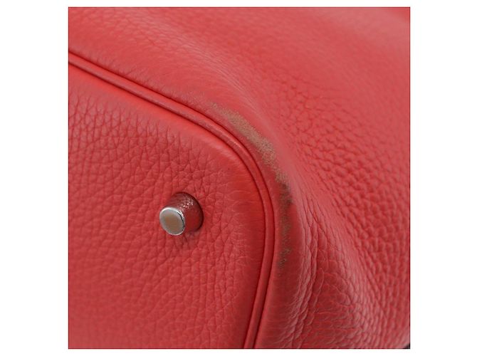 Hermès Sac à main HERMES Pico Tan Lock MM en cuir Rose Argent Auth 203257SAM Argenté - vue 18