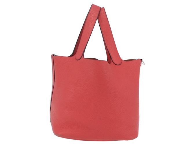 Hermès Sac à main HERMES Pico Tan Lock MM en cuir Rose Argent Auth 203257SAM Argenté - vue 2