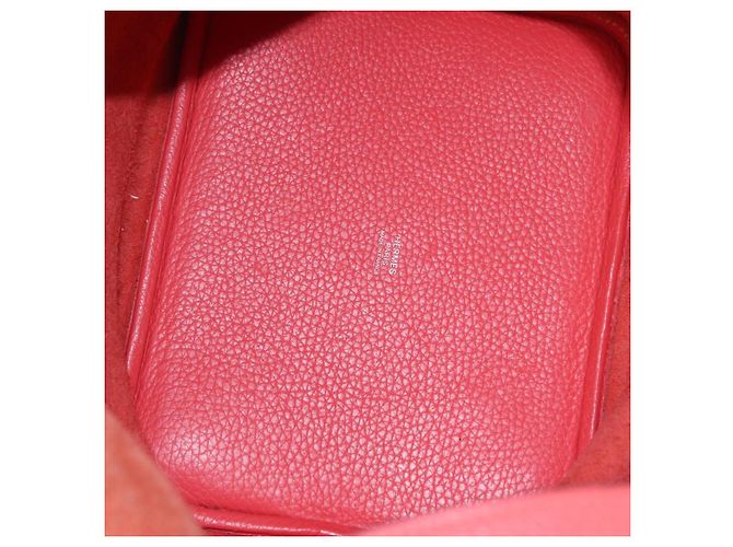 Hermès Sac à main HERMES Pico Tan Lock MM en cuir Rose Argent Auth 203257SAM Argenté - vue 20