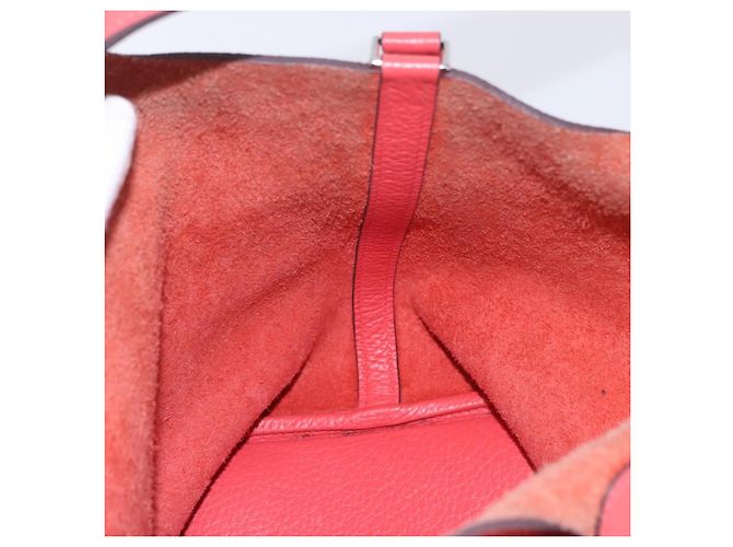 Hermès Sac à main HERMES Pico Tan Lock MM en cuir Rose Argent Auth 203257SAM Argenté - vue 22