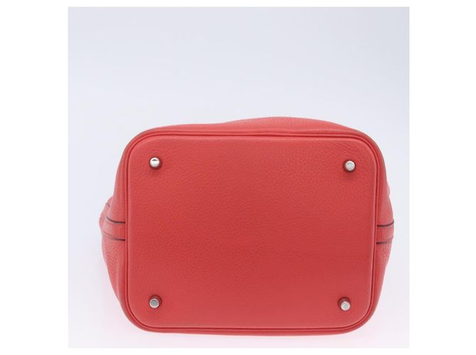Hermès Sac à main HERMES Pico Tan Lock MM en cuir Rose Argent Auth 203257SAM Argenté - vue 6