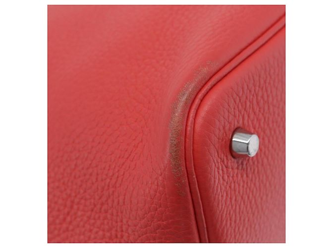 Hermès Sac à main HERMES Pico Tan Lock MM en cuir Rose Argent Auth 203257SAM Argenté - vue 8