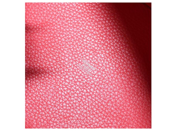 Hermès Sac à main HERMES Pico Tan Lock MM en cuir Rose Argent Auth 203257SAM Argenté - vue 9