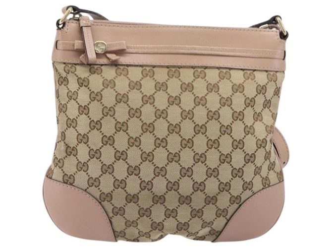 Borsa a tracolla GUCCI GG Canvas Mayfair Beige Gold 257065 Auth 206073V D'oro - vista 13