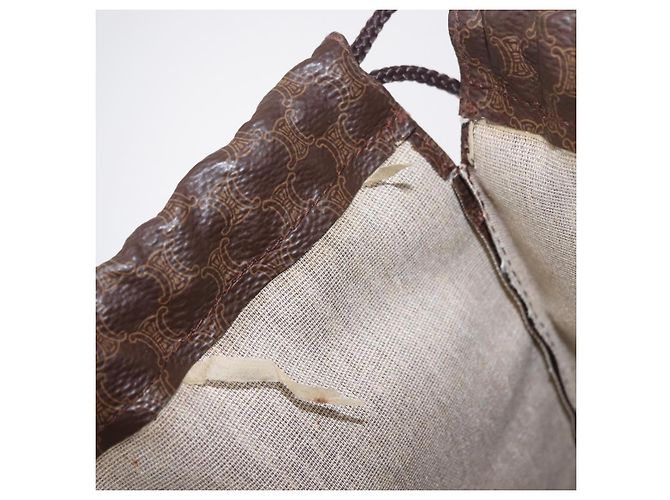 Céline Pouch CELINE Macadam Canvas PVC Brown Gold Tone Auth mr2962 Marrone - vista 12