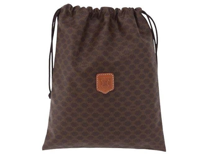 Céline Pouch CELINE Macadam Canvas PVC Brown Gold Tone Auth mr2962 Marrone - vista 13