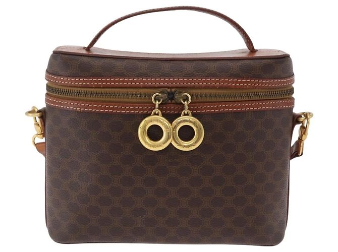 Céline CELINE Macadam Canvas Vanity Handtasche PVC Leather 2way Brown Gold Auth ep16269 Braun Golden - Ansicht 13
