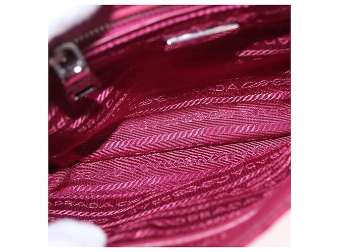 Borsa a tracolla con catena PRADA Nylon Rosa Argento Auth 206227A - vista 10
