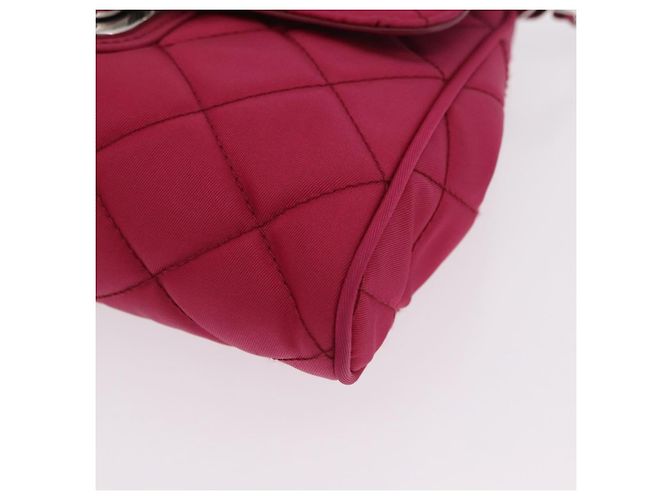 Borsa a tracolla con catena PRADA Nylon Rosa Argento Auth 206227A - vista 16