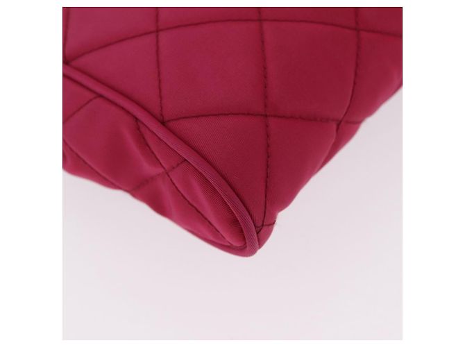 Borsa a tracolla con catena PRADA Nylon Rosa Argento Auth 206227A - vista 17