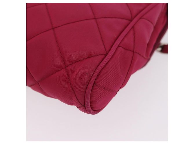 Borsa a tracolla con catena PRADA Nylon Rosa Argento Auth 206227A - vista 18