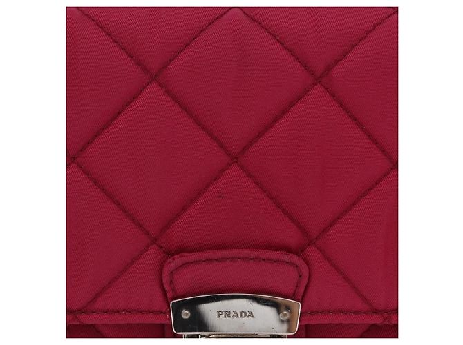 Borsa a tracolla con catena PRADA Nylon Rosa Argento Auth 206227A - vista 2