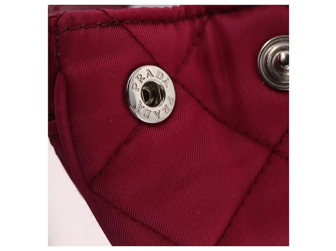Borsa a tracolla con catena PRADA Nylon Rosa Argento Auth 206227A - vista 20