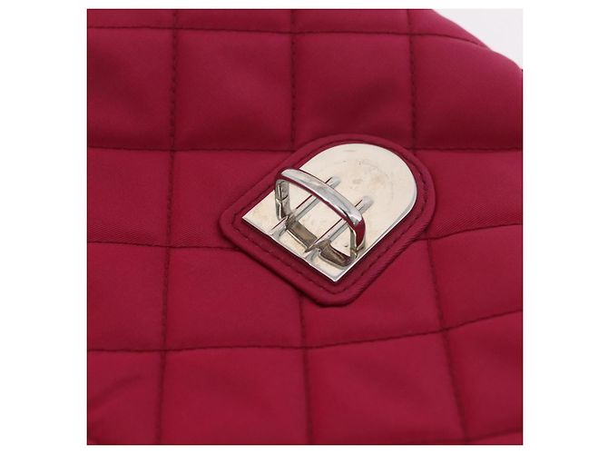 Borsa a tracolla con catena PRADA Nylon Rosa Argento Auth 206227A - vista 23