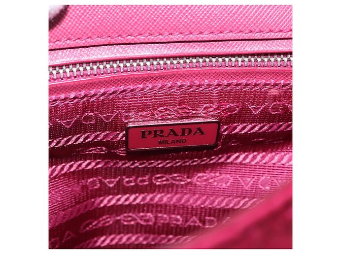 Borsa a tracolla con catena PRADA Nylon Rosa Argento Auth 206227A - vista 24