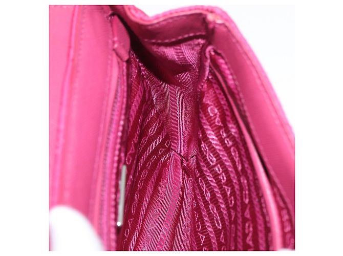 Borsa a tracolla con catena PRADA Nylon Rosa Argento Auth 206227A - vista 25