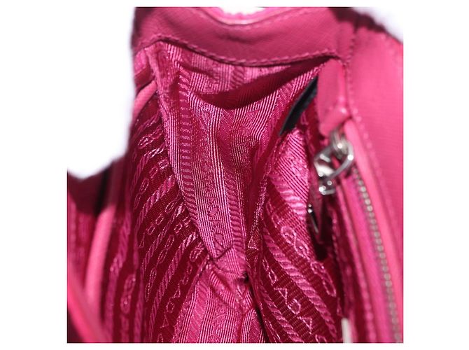 Borsa a tracolla con catena PRADA Nylon Rosa Argento Auth 206227A - vista 26