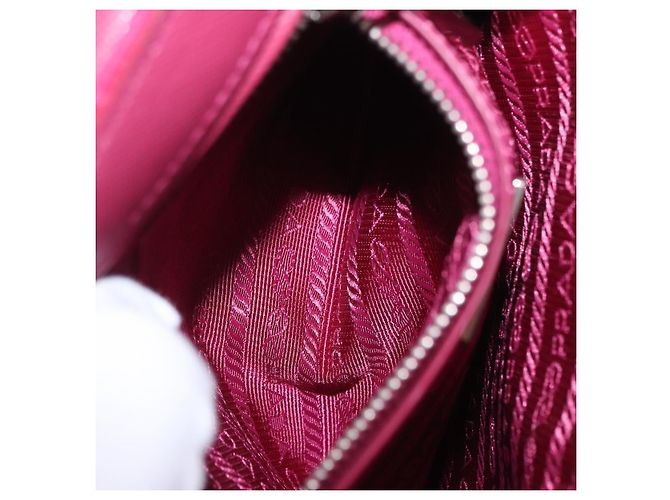 Borsa a tracolla con catena PRADA Nylon Rosa Argento Auth 206227A - vista 28
