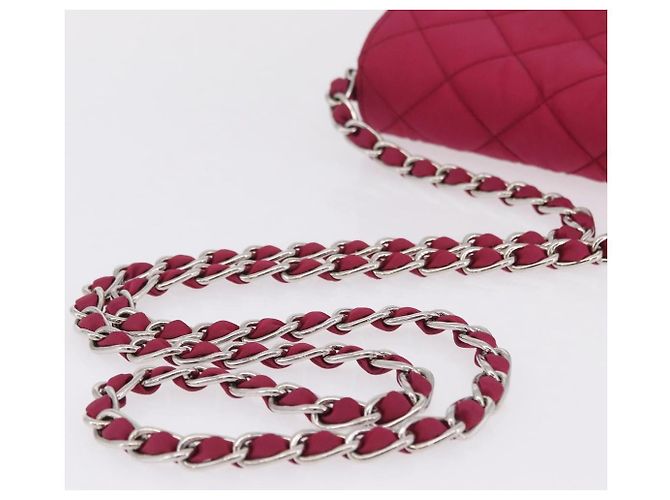 Borsa a tracolla con catena PRADA Nylon Rosa Argento Auth 206227A - vista 8