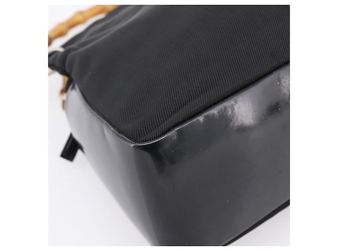 Borsa a mano GUCCI Bamboo Nylon Nero Argento 000 1014 0575 Auth ep16141 - vista 14