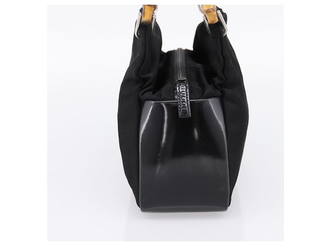 Borsa a mano GUCCI Bamboo Nylon Nero Argento 000 1014 0575 Auth ep16141 - vista 3
