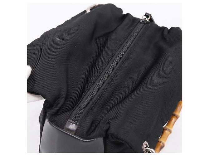 Borsa a mano GUCCI Bamboo Nylon Nero Argento 000 1014 0575 Auth ep16141 - vista 6