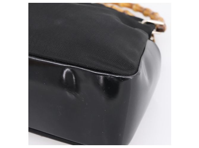 Borsa a mano GUCCI Bamboo Nylon Nero Argento 000 1014 0575 Auth ep16141 - vista 9