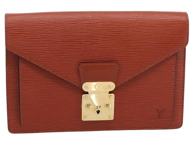 LOUIS VUITTON Epi Serie Dragonne Hand Bag Brown M52618 LV Auth ep16187A Marrone - vista 13