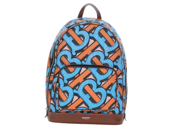 BURBERRY Monogram Summer Rucksack PVC Canvas Blue Silver Auth 202677M Silber Blau - Ansicht 13