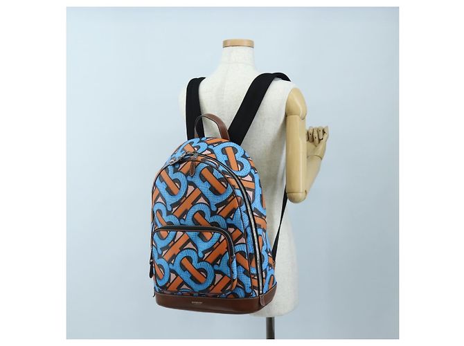 BURBERRY Monogram Summer Rucksack PVC Canvas Blue Silver Auth 202677M Silber Blau - Ansicht 30