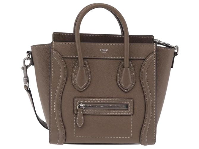 Céline Borsa a mano CELINE Luggage Nano Shopper in pelle 2way Beige Silver Auth BA15791V Argento - vista 13