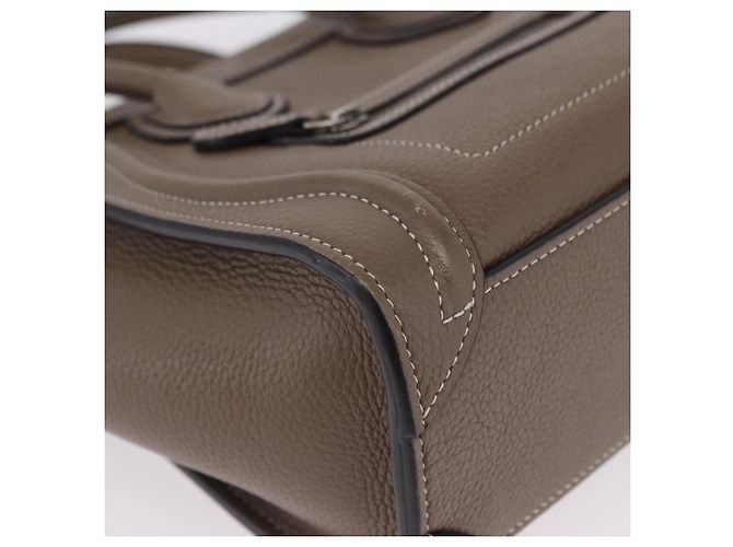 Céline Borsa a mano CELINE Luggage Nano Shopper in pelle 2way Beige Silver Auth BA15791V Argento - vista 16