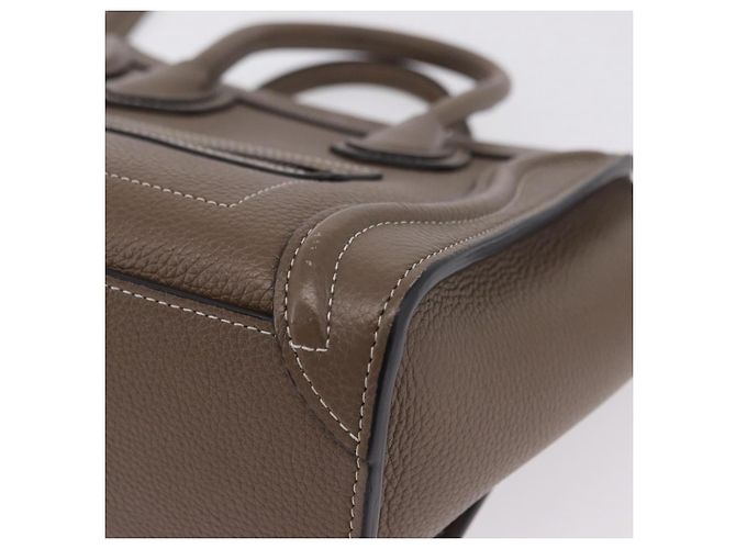 Céline Borsa a mano CELINE Luggage Nano Shopper in pelle 2way Beige Silver Auth BA15791V Argento - vista 17