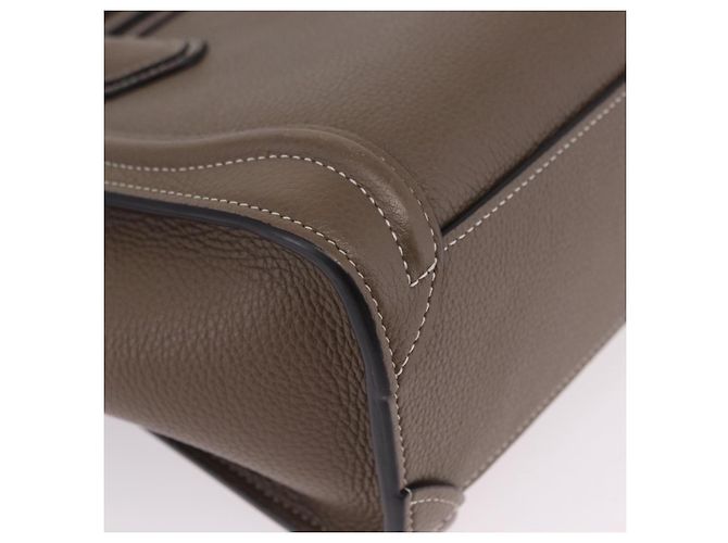 Céline Borsa a mano CELINE Luggage Nano Shopper in pelle 2way Beige Silver Auth BA15791V Argento - vista 18